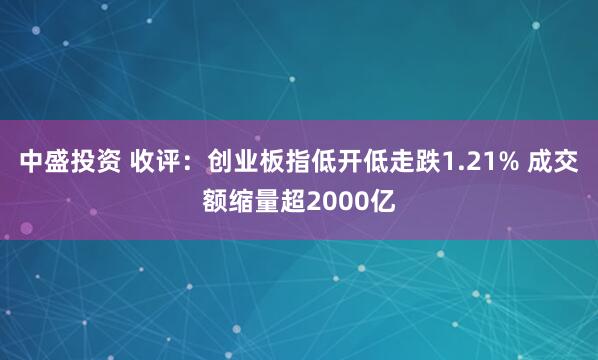 中盛投资 收评：创业板指低开低走跌1.21% 成交额缩量超2000亿